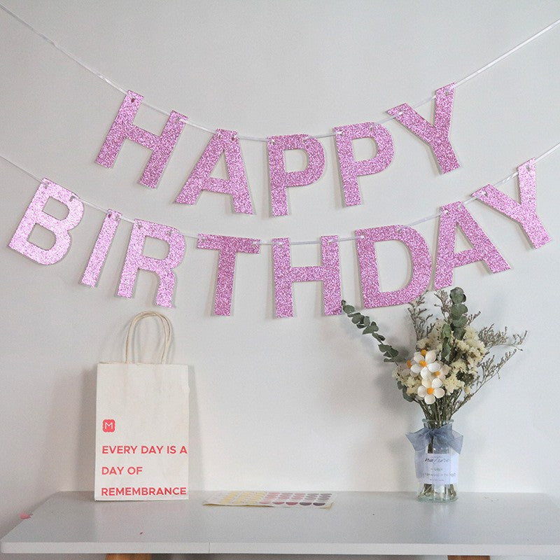 Happy Birthday Girlande Glitzer Blau – Buchstaben Banner Party Wanddekoration