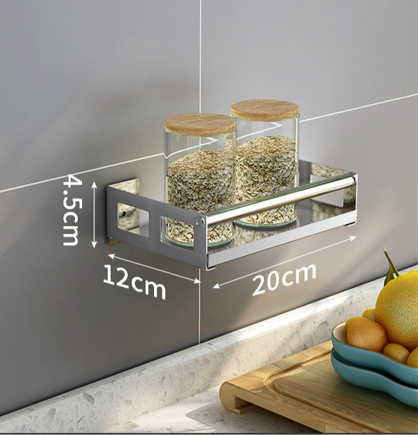 Gewürzregal Küche ohne Bohren – Selbstklebendes Küchen-Gewürzregal – Wandmontage Organizer für Gewürze & Flaschen