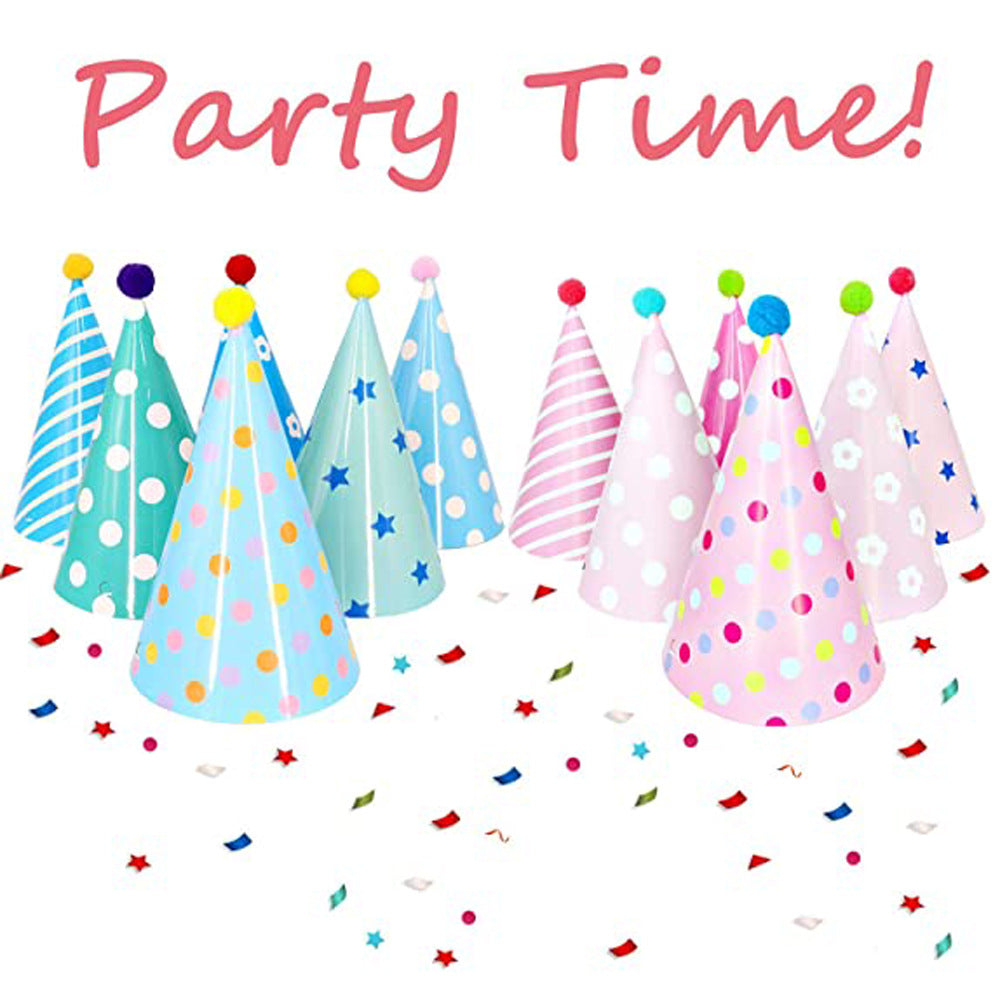 Partyhüte 12er Set – Bunte Geburtstags- & Partyhüte mit Gummiband