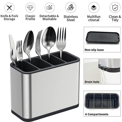 Kitchen Cutlery Holder Spoon Fork Utensils Storage Rack Drainer Multifunction Chopstick Storage