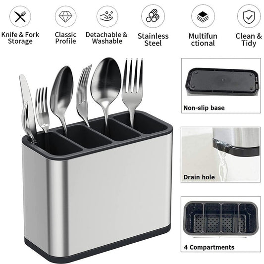 Kitchen Cutlery Holder Spoon Fork Utensils Storage Rack Drainer Multifunction Chopstick Storage