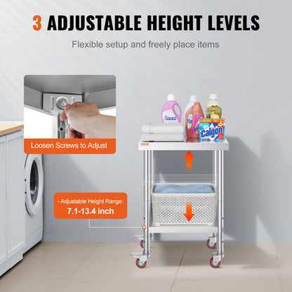 Edelstahltisch Arbeitstisch 609,6 X 457,2 X 863,6 Mm Edelstahl Catering Arbeitstisch 100kg Für Belastbarkeit Lebensmittel Zubereitungstisch Gewerblicher Arbeitstisch