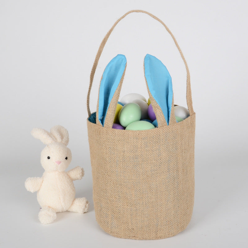 Osterhasen-Geschenktasche aus Jute & Canvas – Wiederverwendbarer Osterkorb für Kinder & Geschenke