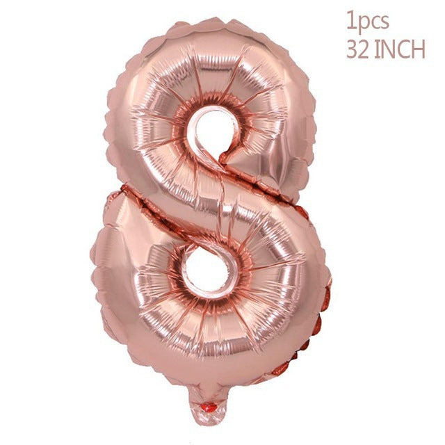 Rosé Zahlenballons 0–9 – Happy Birthday Folienballons für Geburtstag & Party Deko