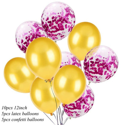 Metallic Latexballons (12") – 10er Set mit Konfetti
