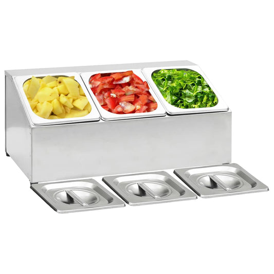 Gastronorm stand with 3 GN 1/6 containers, stainless steel