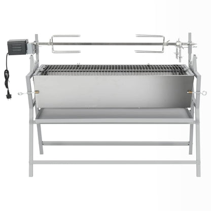 BBQ grill with rotisserie made of iron and stainless steel