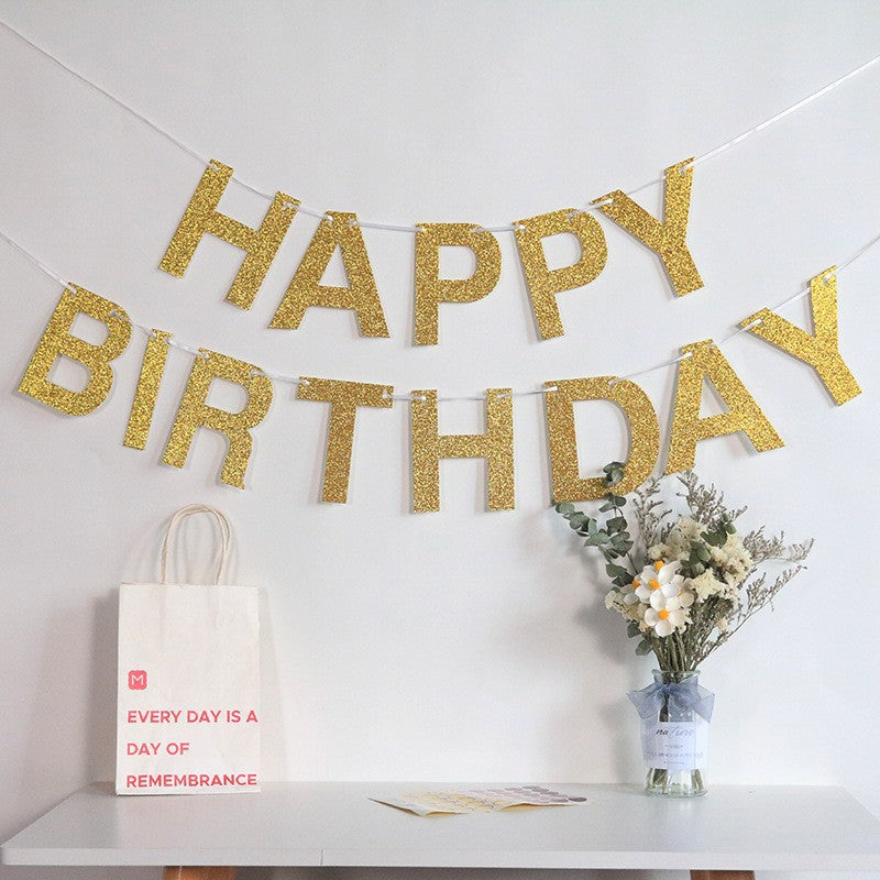 Happy Birthday Girlande Glitzer Blau – Buchstaben Banner Party Wanddekoration