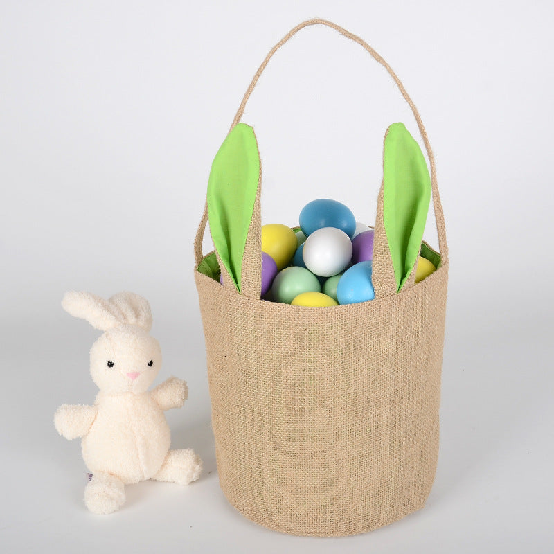 Osterhasen-Geschenktasche aus Jute & Canvas – Wiederverwendbarer Osterkorb für Kinder & Geschenke