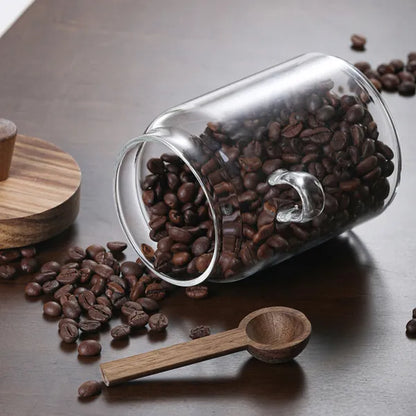 3 Pcs Glass Coffee Jars With Spoons, Candy Jars, Biscuit Jars, Storage Jars, Tea Jars, Snack Jars, Seasoning Jars, Salt Jars, Pepper Jars