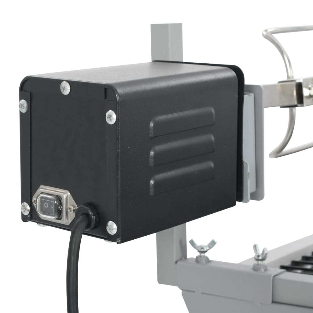 BBQ grill with rotisserie made of iron and stainless steel
