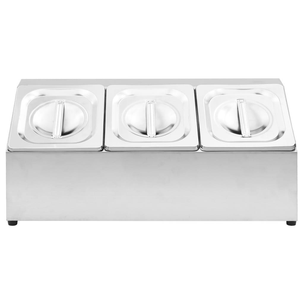 Gastronorm stand with 3 GN 1/6 containers, stainless steel