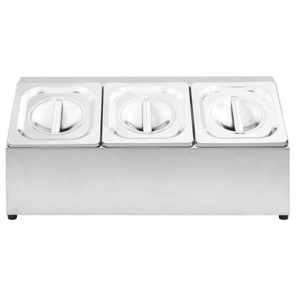 Gastronorm stand with 3 GN 1/6 containers, stainless steel