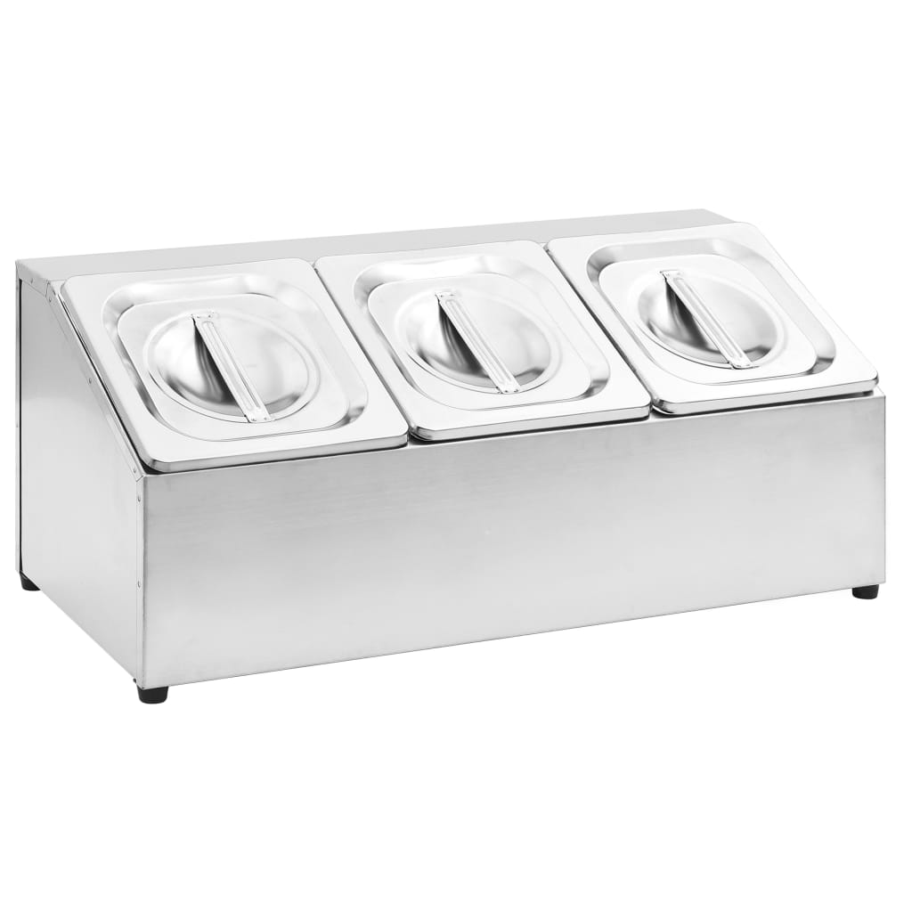 Gastronorm stand with 3 GN 1/6 containers, stainless steel