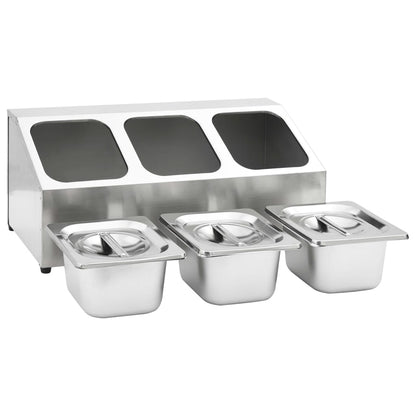 Gastronorm stand with 3 GN 1/6 containers, stainless steel