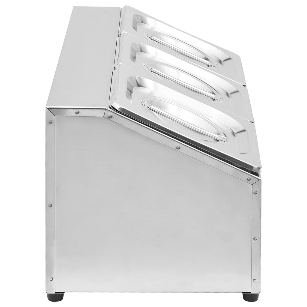 Gastronorm stand with 3 GN 1/6 containers, stainless steel