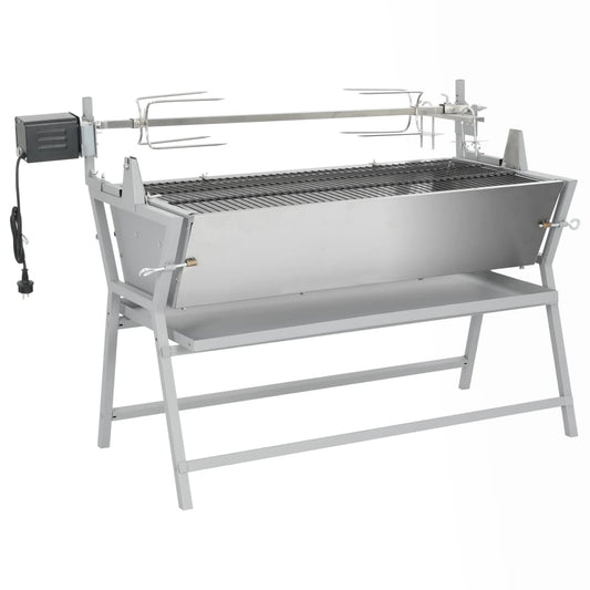 BBQ grill with rotisserie made of iron and stainless steel